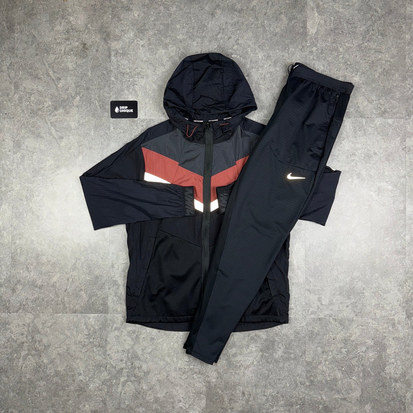 Nike Wildrun Windrunner Jacket Black/Brown & Black Nike Phenom Pants Set