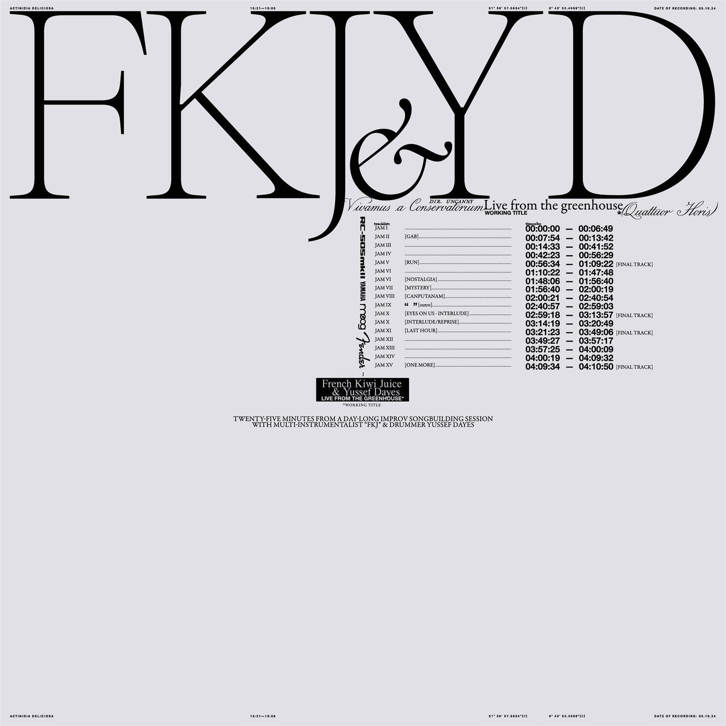 FKJ & Yussef Dayes - Live From The Greenhouse Vinyl LP