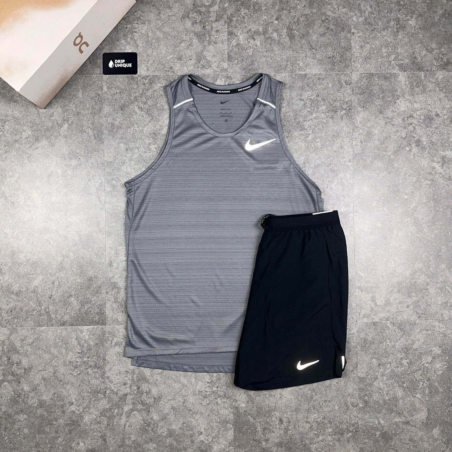 Nike Miler Vest Grey & Black Flex Stride Shorts Set