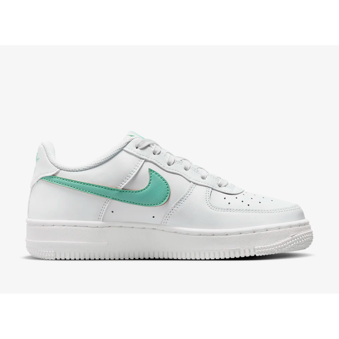 Nike Air Force 1 Big Kids' Shoes Summit White/Emerald Rise (GS)